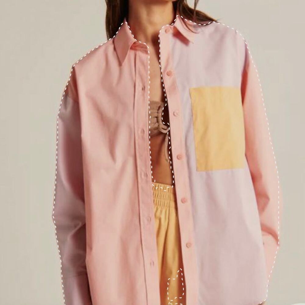 Abercrombie & Fitch Top Long Sleeve Colorblock Shirt Size L